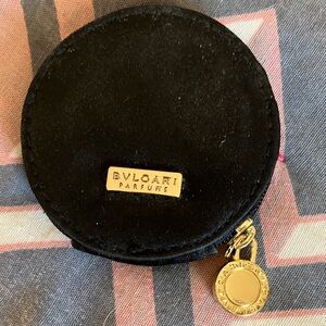 Bulgari Black and Gold Round Cosmetic Case